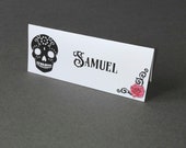 12 Sugar Skull Place Cards Red Personalised/ Blank Tattoo Rockabilly Wedding Name Cards Party Day of the Dead Gothic Halloween Alternative