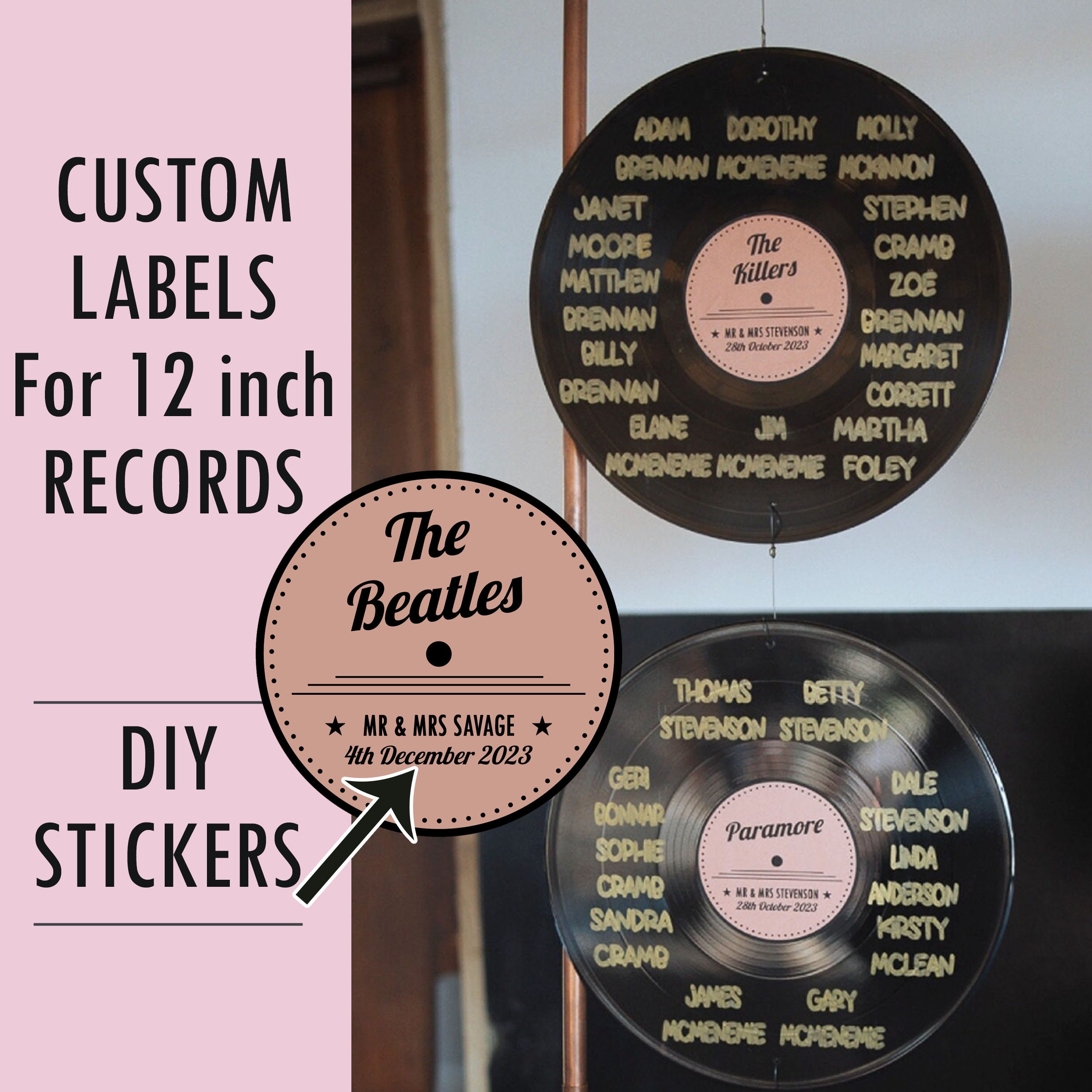 DIY Record Table Plan Label STICKERS for 12
