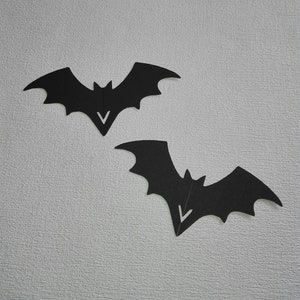 May include: Two black paper bats with a white V shape in the center of each bat.