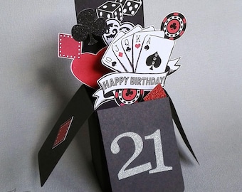 3D Poker Birthday Card | Las Vegas Casino Pop Up, Any Age