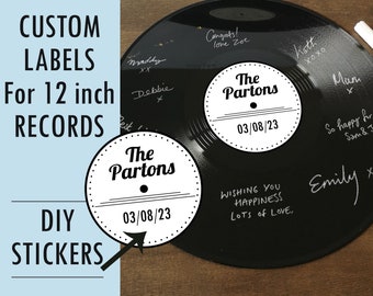 Record Guest Book Label STICKERS For 12" Vinyl LP Personalised Sign Custom Wedding 12 inch Music Festival Rock Rockabilly Vintage Retro