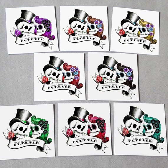Forever Skulls Wedding Card Anniversary Card Tattoo Rockabilly Etsy