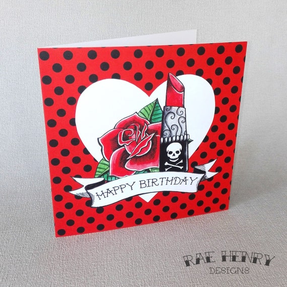 Carte Danniversaire Rouge A Levres Polka Dot Tattoo Rose Etsy Carte Danniversaire Rouge A Levres Polka Dot Tattoo Rose Etsy
