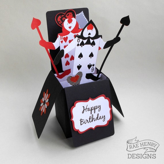 Alice In Wonderland Birthday Card Pop Up 3 D Box Playing Cards Etsy Alice In Wonderland Birthday Card Pop Up 3 D Box Playing Cards Etsy