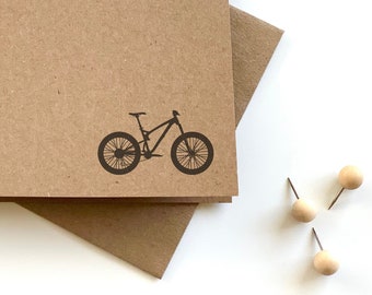 Simple Mountain Bike Cards with Envelopes, Kraft Mountain Bike Notecards and Envelopes, Fundraiser Ride Thank You Notes with Bikes