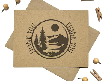Mountain Thank You Cards with Envelopes, Outdoor Adventure Thank You Notes, Mountain Scene Notecards, Nature Thank You Card Set
