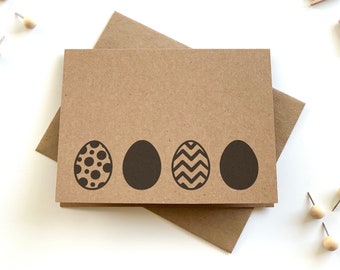 Recycled Kraft Easter Cards with Eggs, Egg Kraft Notecards and Envelopes, Blank Easter Greeting Card with Envelopes, Simple Easter Card