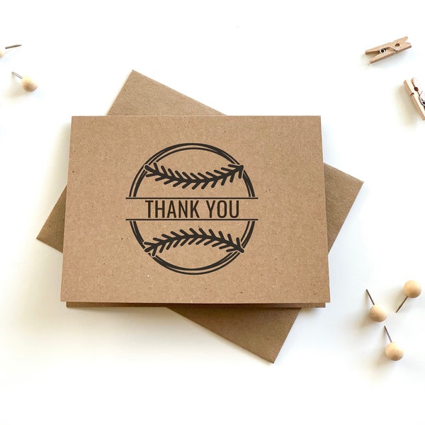 Baseball Thank You Cards with Envelopes, Baseball Notecards and Envelopes, Thank You Notes for Baseball Coach