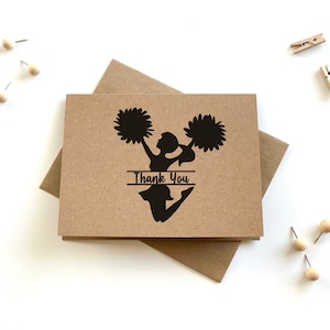 Cheerleading Thank You Cards with Envelopes, Cheer Notecards with Envelopes, Thank You Cards for Cheerleader