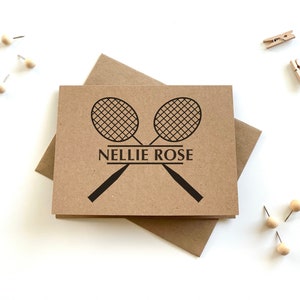Badminton Custom Cards with Envelopes, Personalized Badminton Notecards and Envelopes, Badminton Thank You Cards