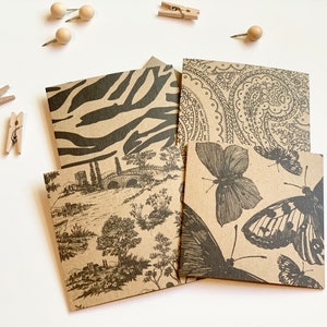 3x3 Note Cards with Envelopes, Kraft Mini Cards and Envelopes, Small Note Cards, Animal Print Card, Butterfly Cards, Paisley Card
