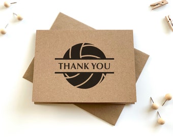 Volleyball Thank You Cards and Envelopes - Volleyball Notecards with Envelopes - Thank You Notes for Volleyball