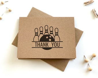 Bowling Thank You Cards and Envelopes, Thank You Bowling Notecards with Envelopes, Thank You Notes for Bowler