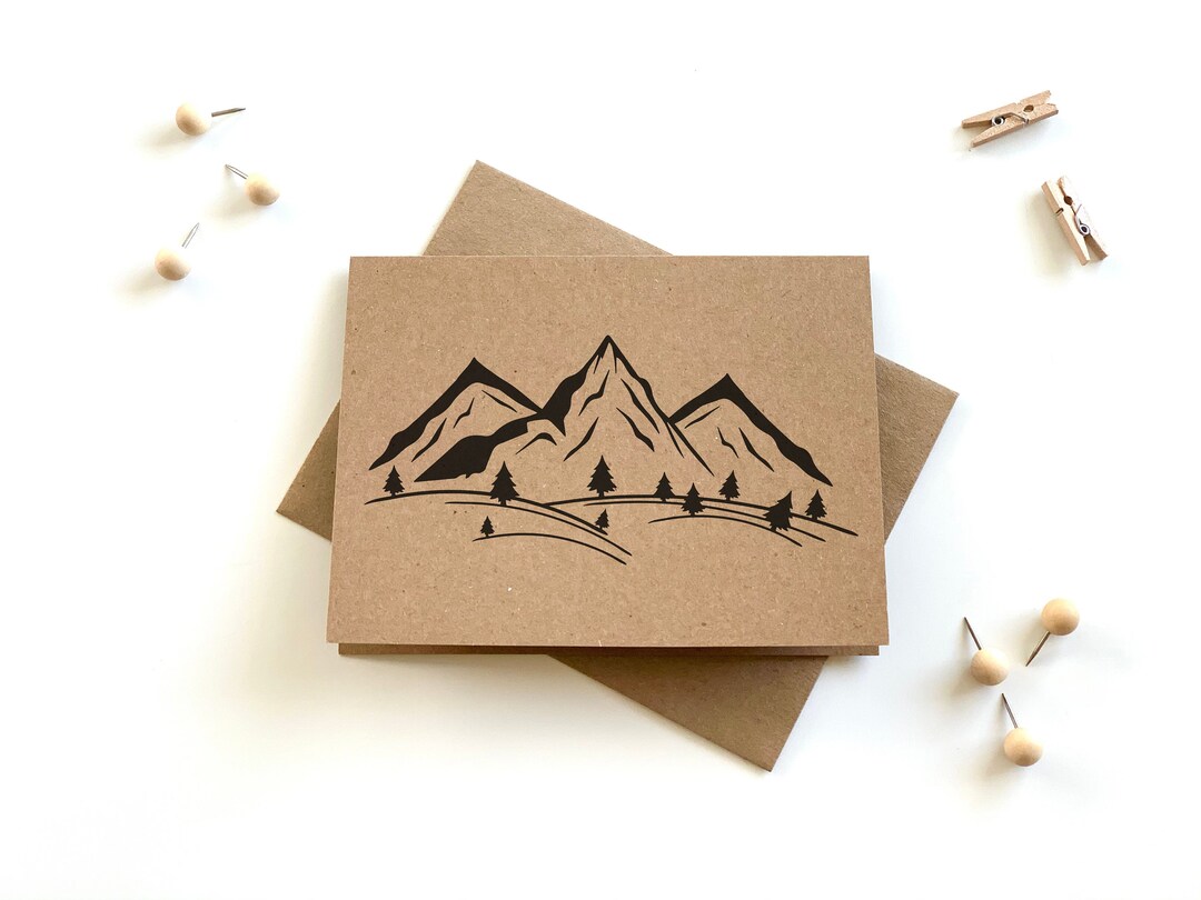Mountain Grad Card Blank Mountain Cards, Mountain Notecards and Envelopes, Mountain Thank ...