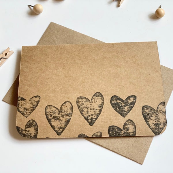 Heart Cards - Small Notecards with Hearts - Recycled Cards with Hearts - Love Notes - Valentine’s Day Note Cards - Set of Kraft Notes