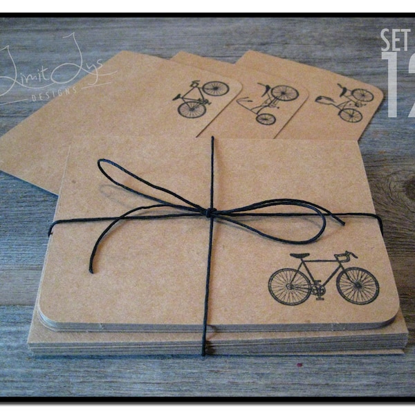 Bike Notecards with Envelopes, Bicycle Notecards and Envelopes, Bike Thank You Notes, Fundraiser Thank You Cards Bikes, Road Bike, Set of 12