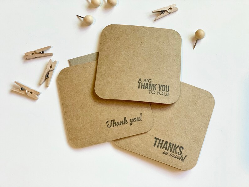 Mini Thank You Cards and Envelopes, Mini Card Set, 3 X 3 Note Cards and
