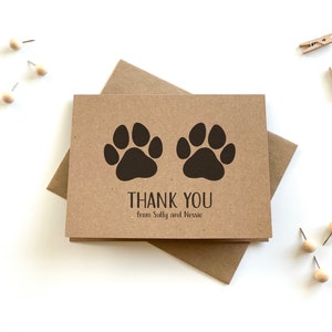 Personalized Paw Print Thank You Cards With Envelopes, Dog Thank You ...