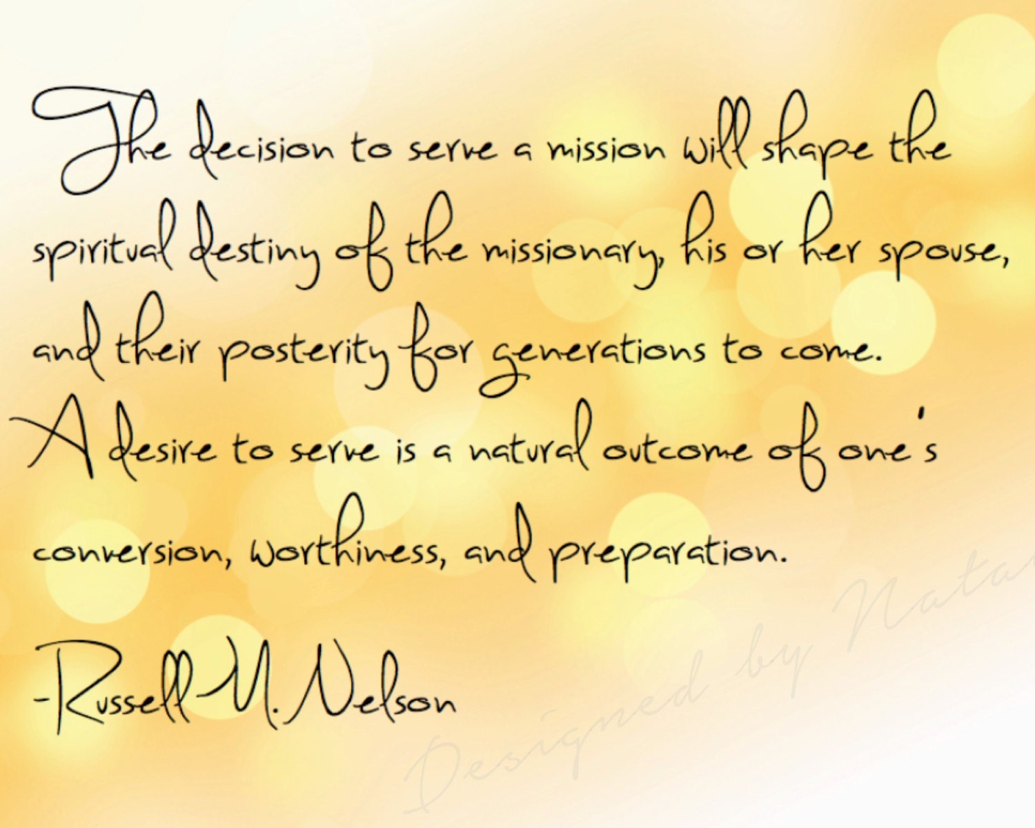 Missionary Quote LDS Mormon Decision to Serve Russell M Nelson Instant  Download Printable Downloadable JPG JPEG Shape Destiny Posterity - Etsy