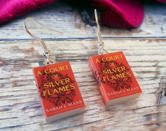 A court of silver flames tiny Book earrings
