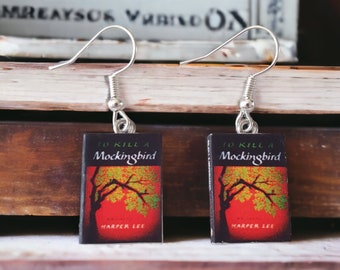 To kill a mockingbird tiny Book earrings