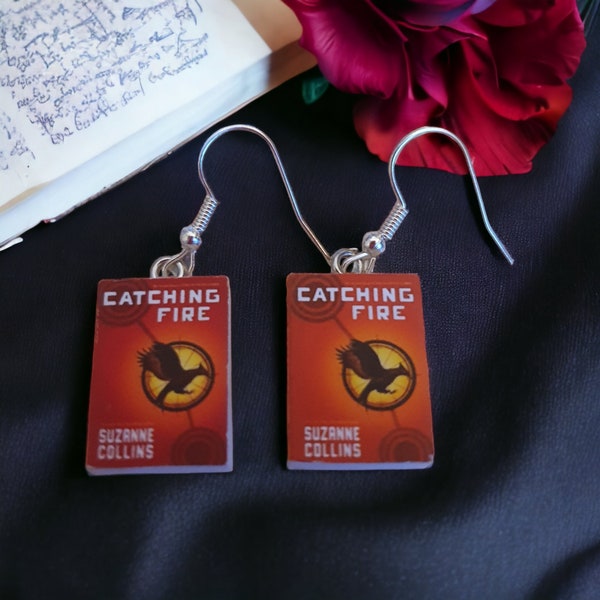 Catching fire tiny Book earrings