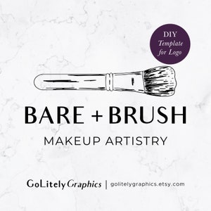 Hand Drawn Makeup Brush Logo, Brush Logo, Makeup Logo | Logo Design Template | Instant Download DIY Logo Template