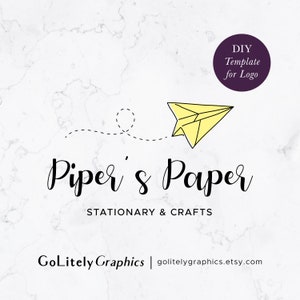 Hand Drawn Watercolor Travel Logo, Paper Plane Logo | Logo Design Template | Instant Download DIY Logo Template