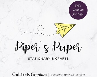 Handgezeichnetes Aquarell Reise Logo, Papierflieger Logo | Logo-Design-Vorlage | Sofortiger Download der DIY-Logo-Vorlage