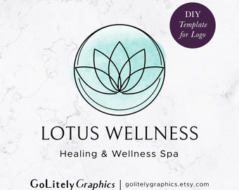 Aquarell Yoga, Heilung, Lotus Logo | Logo-Design-Vorlage | Sofortiger Download der DIY-Logo-Vorlage