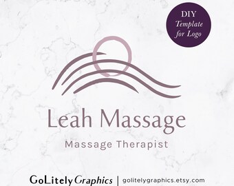 Hand gezeichnetes Massage Therapeut Logo, Ganzheitliches Heilen Logo | Logo-Design-Vorlage | Sofortiger Download der DIY-Logo-Vorlage