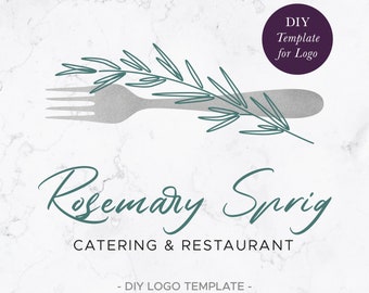 Rosemary Sprig Catering Logo | Logo Design Template | Instant Download DIY Logo Template