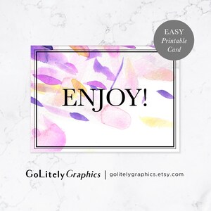 Enjoy Watercolor Greeting Card | Printable Greeting Card | Minimalistic Card | Printable Card | Blank Greeting Card | PDF