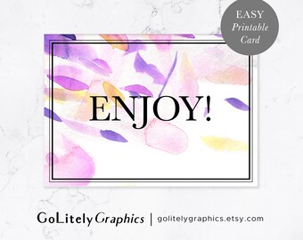 Genießen Sie Aquarell Grußkarte | Druckbare Grußkarte | Minimalistische Karte | Druckbare Karte | Blanko Grußkarte | PDF-Datei