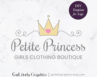 Einfaches Kronen-Logo, Prinzessinen-Logo | Logo-Design-Vorlage | Sofortiger Download der DIY-Logo-Vorlage
