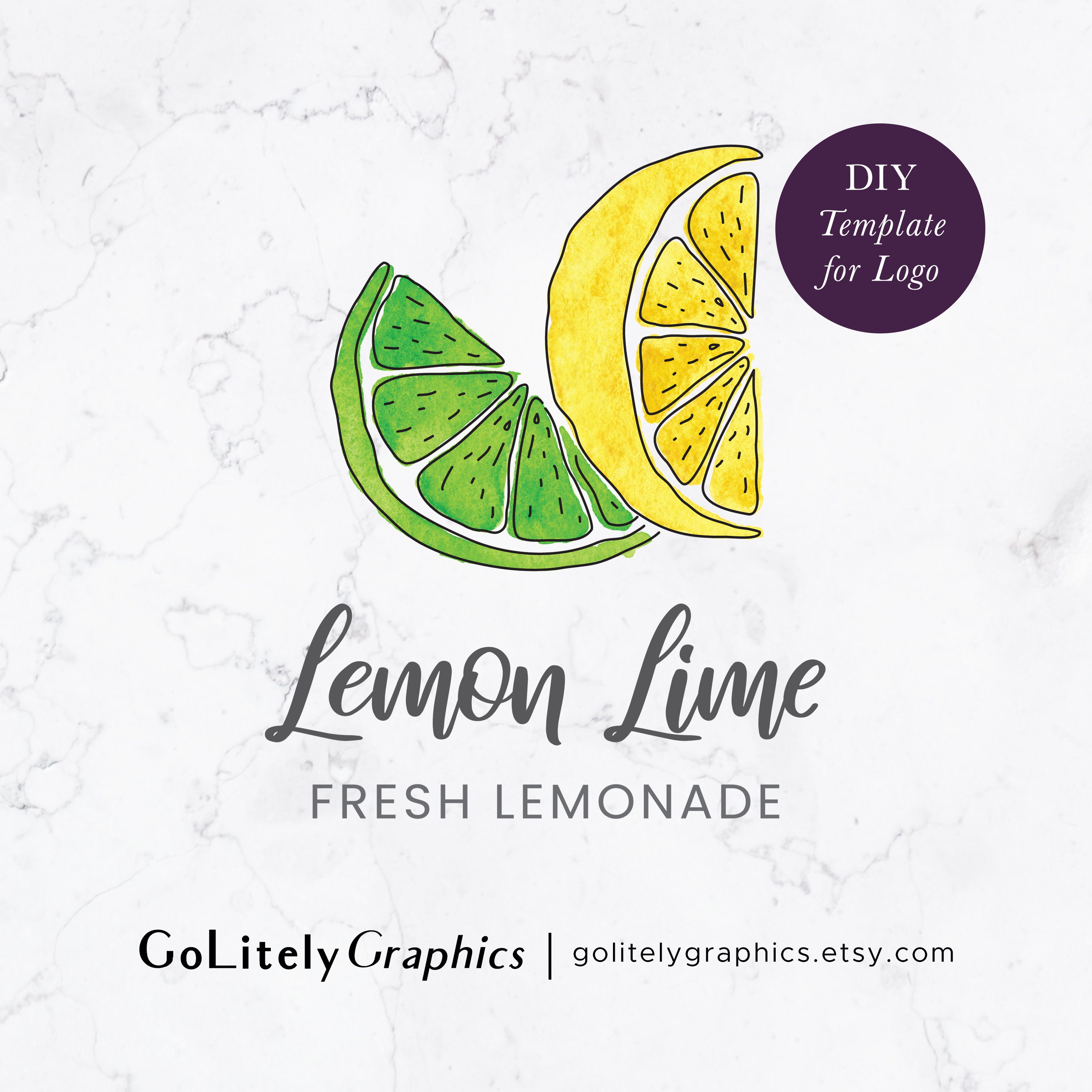 Hand Drawn Lemon and Lime Logo | Logo Design Template | Instant Download  DIY Logo Template - Etsy, image size:3000x3000