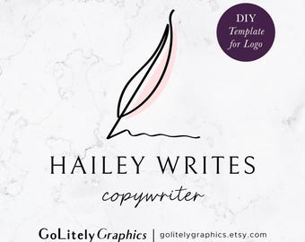Handgezeichnetes Copywriter Logo, Texter Feder Logo | Logo-Design-Vorlage | Sofortiger Download der DIY-Logo-Vorlage