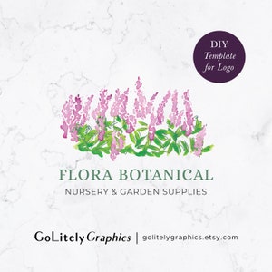 Feminine Botanical Watercolor Flower Logo | Logo Design Template | Instant Download DIY Logo Template
