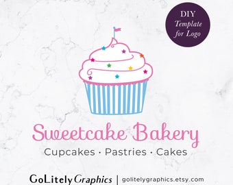 Bäckerei, Dessert, Cupcake Logo | Logo-Design-Vorlage | Sofortiger Download der DIY-Logo-Vorlage