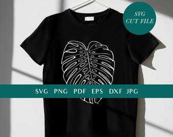 Monstera Blatt SVG | Svg, DXF, Cricut, Clipart, Silhouette, Sofort Download