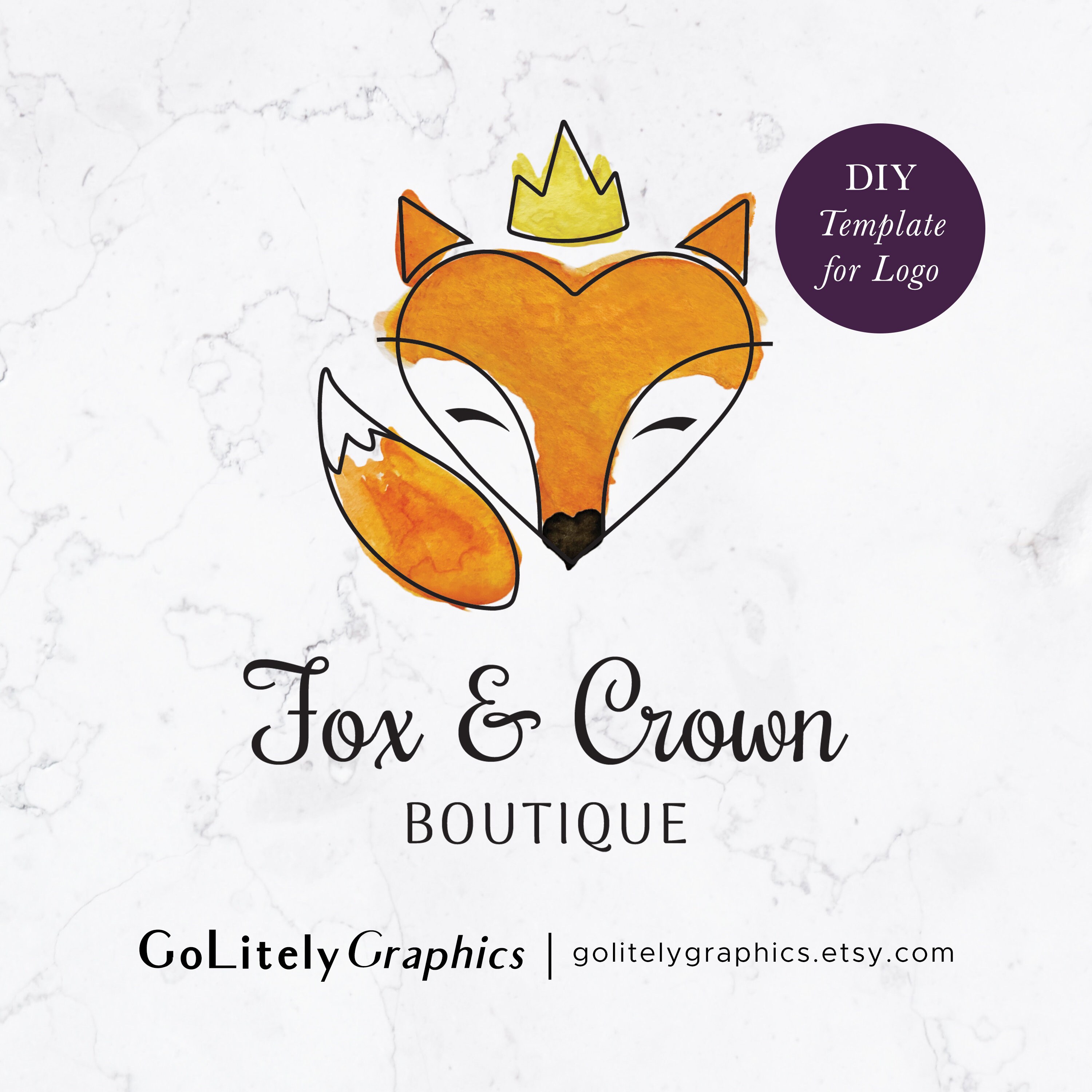 Fox & Crown Fox Logo Logo Design Template Instant Download Etsy