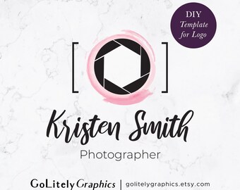 Femininer Kamera Fotograf Logo | Logo-Design-Vorlage | Sofortiger Download der DIY-Logo-Vorlage