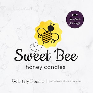 Bumble Bee Watercolor Logo | Logo Design Template | Instant Download DIY Logo Template