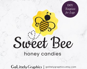 Watercolor Bumble Bee Logo Design | DIY Template (Photoshop)