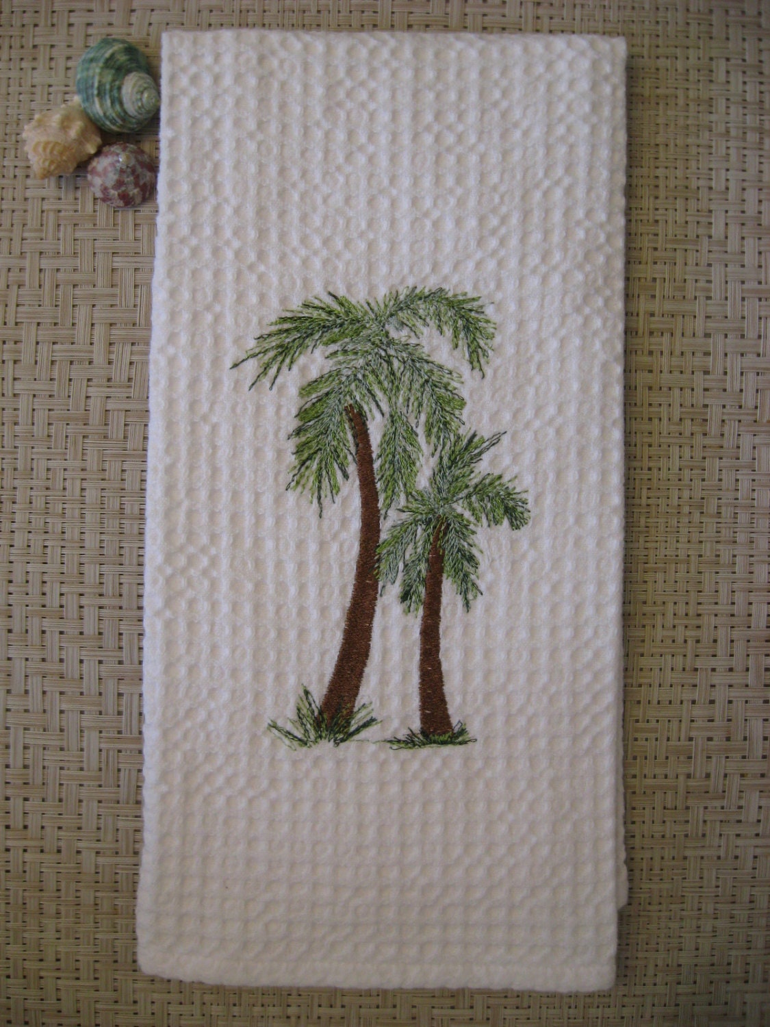 Kitchen Towel..PALM TREE Towel. Embroidered Towel. Tropical Etsy