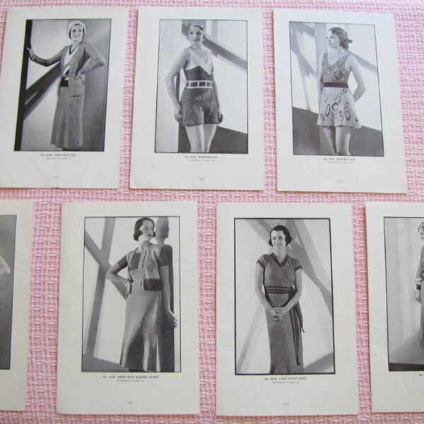 Antique 1920's Knitted Fashion Ephemera Collection with Bathing Suits