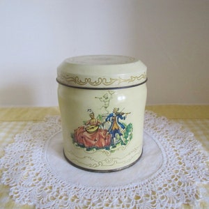 Vintage Pastel Daher Victorian Rocco English Biscuit Tin Vanity Size