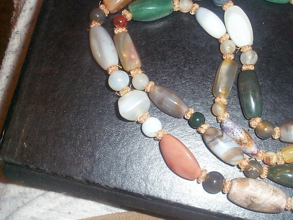 Extra long polished stone necklace Boho style 26"… - image 2