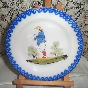 Antique French Country  Luneville 9"  pottery dinner plate   Signed K & G St Clement
