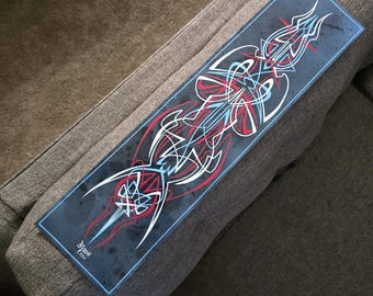 Hand Painted Pinstriping Art Panel